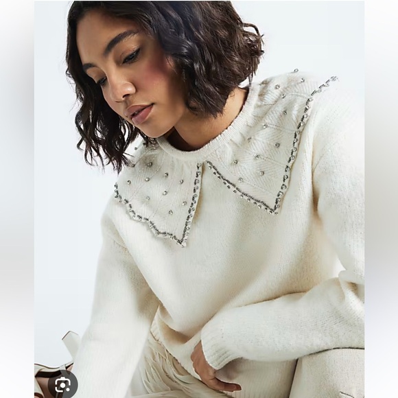 Only Sweaters - ONLY Rhinestone Collared Pullover